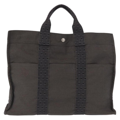 Hermes Fourre-tout Herline Canvas, GRAY, CANVAS, Tote bag