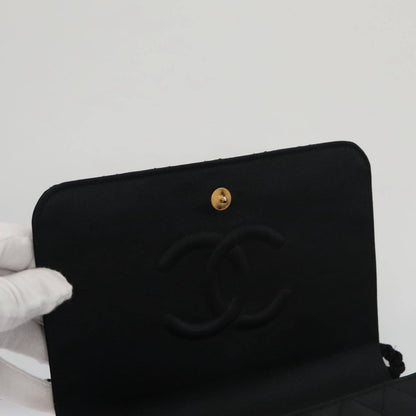 Chanel Camellia Charms Wallet on Chain Silk, BLACK, SATIN, Wallets