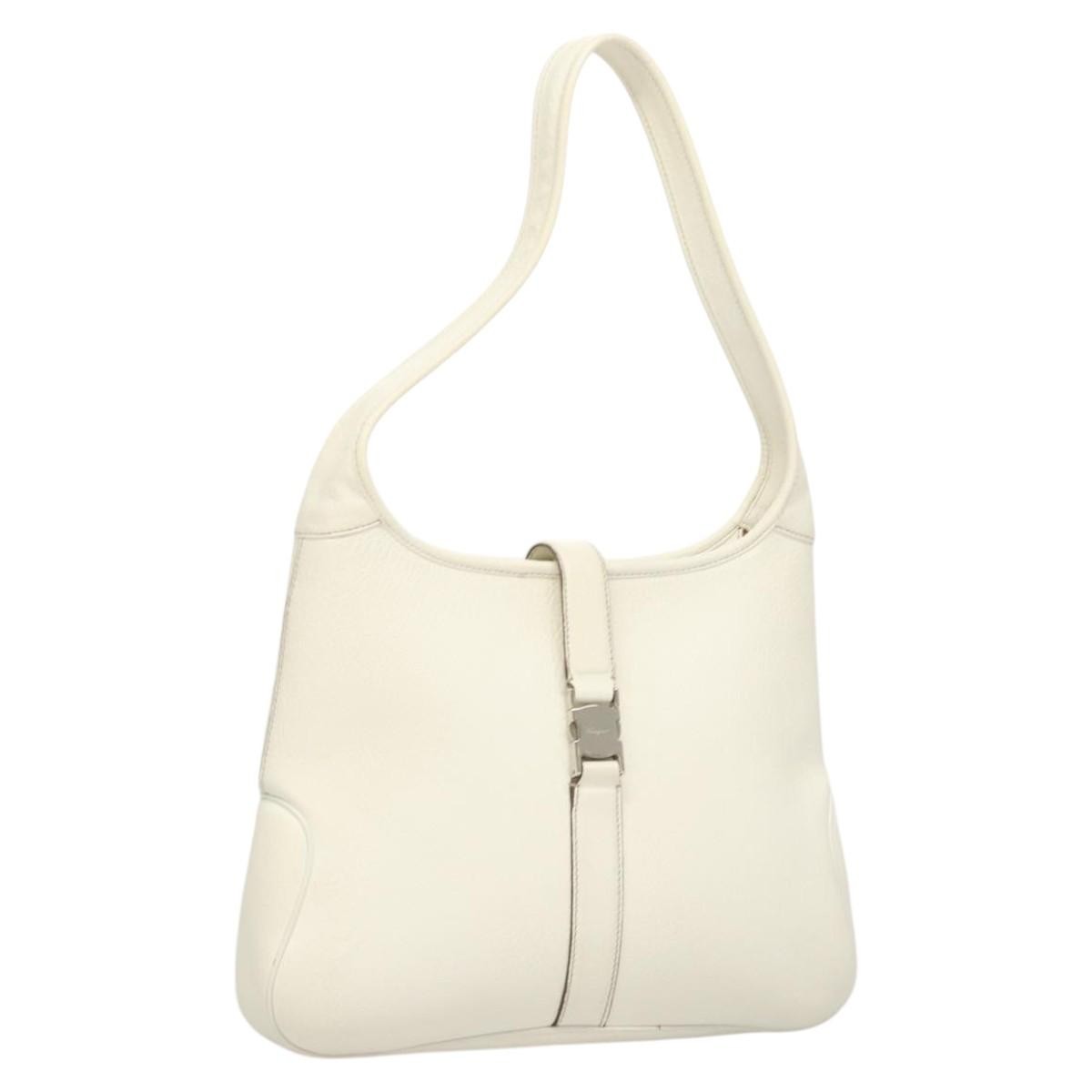 Salvatore Ferragamo Vintage Vara Hobo Leather, WHITE, LEATHER, Shoulder bag