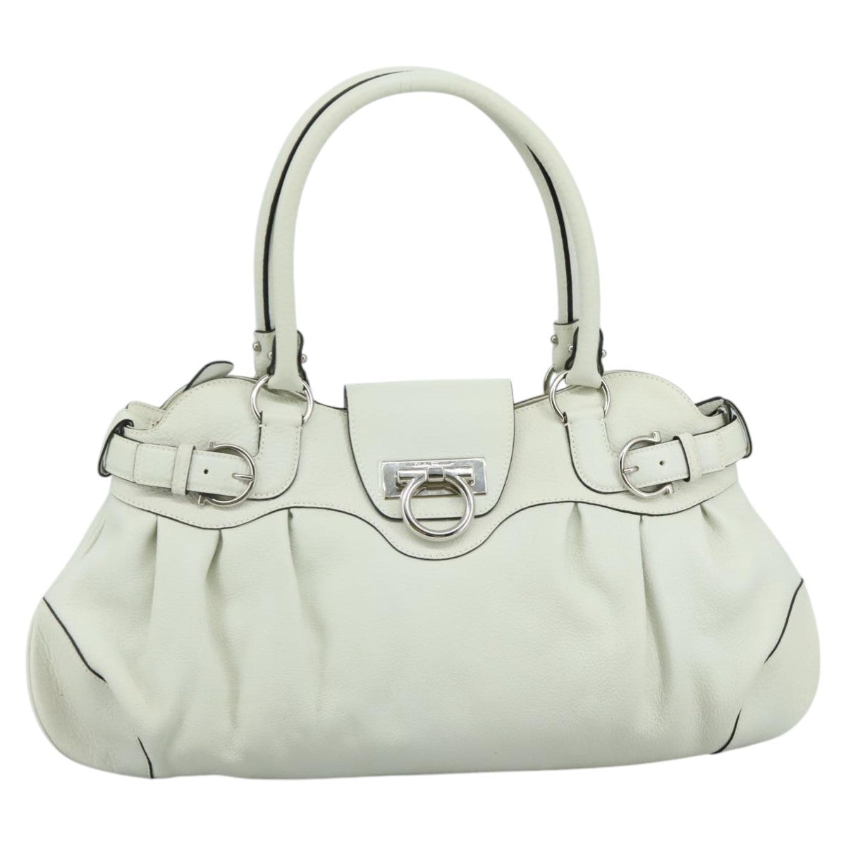 Salvatore Ferragamo Marisa Satchel Leather, WHITE, LEATHER, Handbag