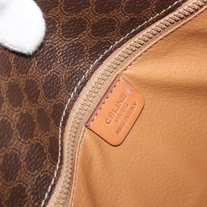 Celine Vintage Macadam Shoulder Bag Canvas and Leather, Brown, Canvas, Shoulder Bag