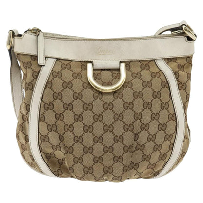 Gucci D Ring Messenger Bag GG Canvas, BEIGE, CANVAS, Shoulder bag
