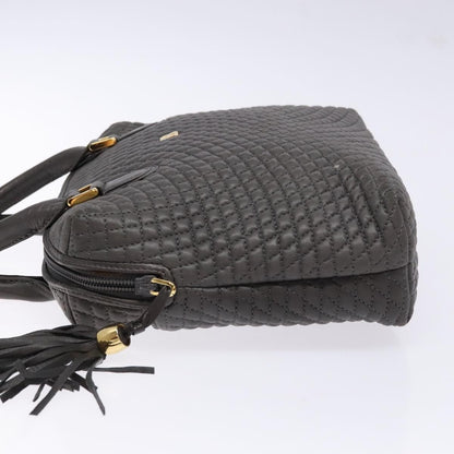 Bally Vintage Handbag Quilted Leather, GRAY, LEATHER, Handbag
