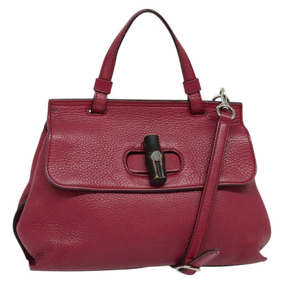 Gucci Bamboo Daily Top Handle Bag Leather, PINK, LEATHER, Handbag