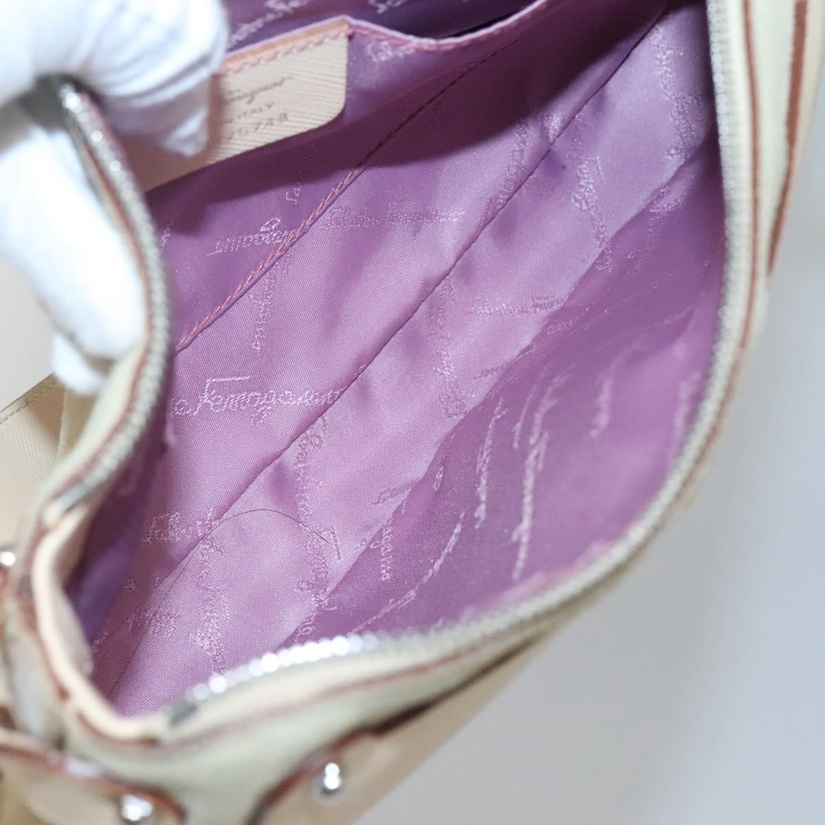 Salvatore Ferragamo Gancini Shoulder Bag Suede, BEIGE, SUEDE, Shoulder bag