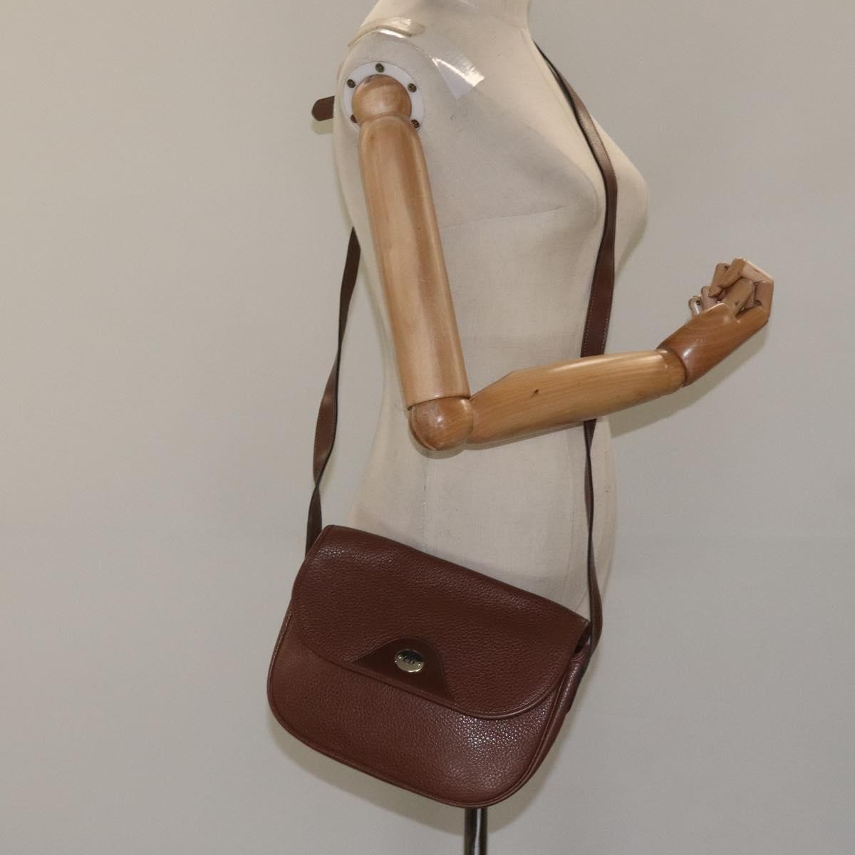 Christian Dior Vintage Shoulder Bag Leather, BROWN, LEATHER, Shoulder bag