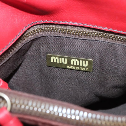Miu Miu Triple Compartment Convertible Satchel Leather, RED, LEATHER, Shoulder bag