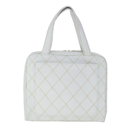 Chanel Surpique Zip Around Satchel Quilted Leather, WHITE, LEATHER, Handbag