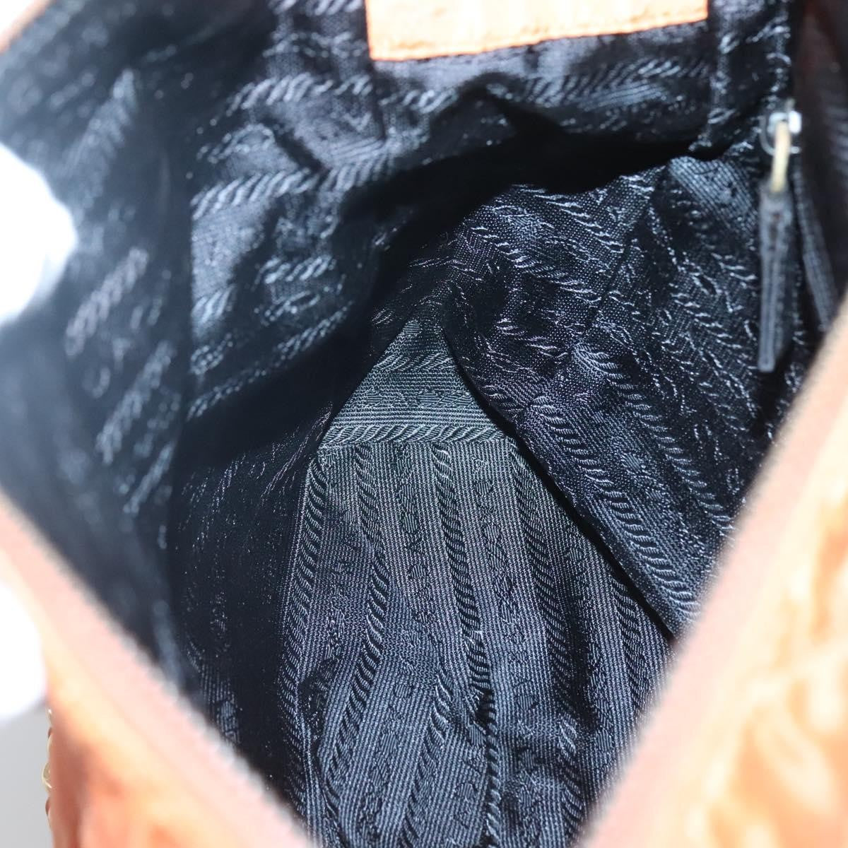 Prada Chain Shoulder Bag Quilted Tessuto, ORANGE, NYLON, Shoulder bag