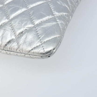 Chanel O Case Clutch Quilted Crumpled Calfskin, SILVER, LEATHER, Clutche & pouche
