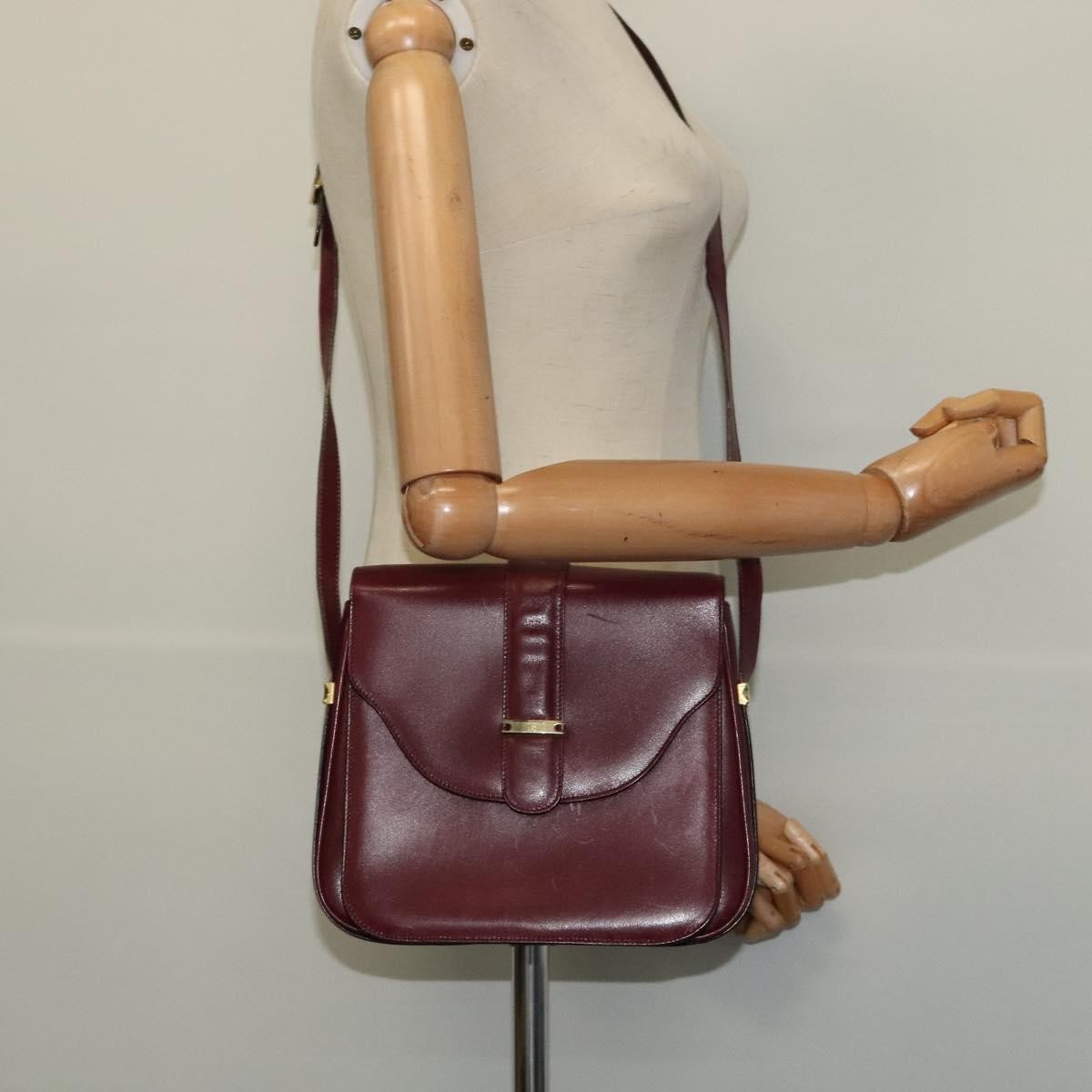 Bally Vintage Shoulder Bag Leather, BURGUNDY, LEATHER, Shoulder bag