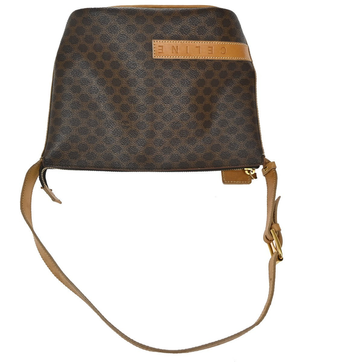 Celine Macadam Shoulder Bag PVC Leather, BROWN, CANVAS, Shoulder bag