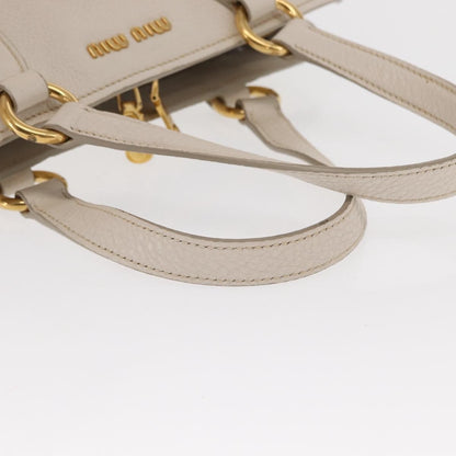 Miu Miu Phenix Convertible Tote Leather, WHITE, LEATHER, Handbag