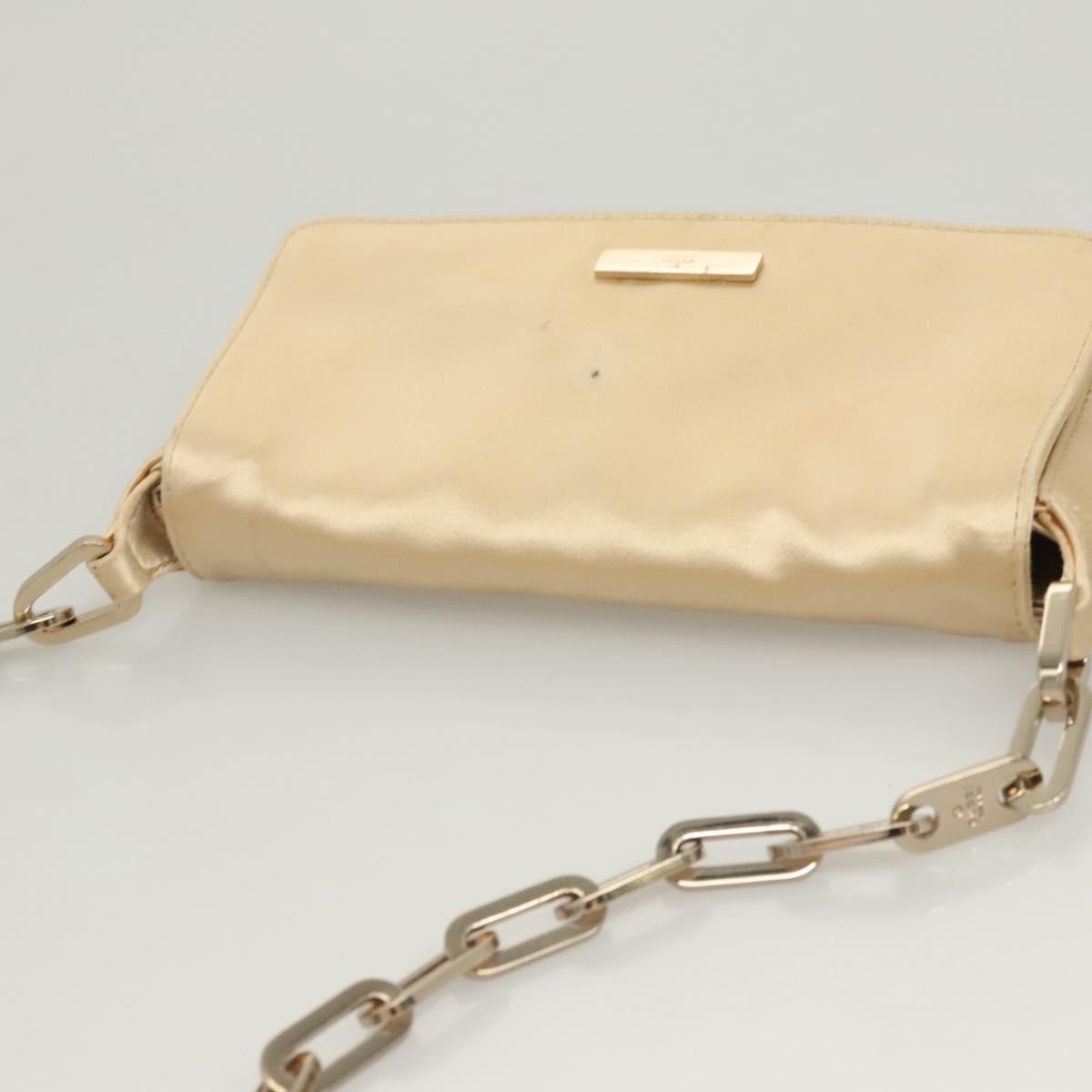 Gucci Chain Flap Shoulder Bag Satin, BEIGE, GOLD, Shoulder bag