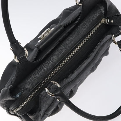 Salvatore Ferragamo Gancini handbag Leather, BLACK, LEATHER, Handbag