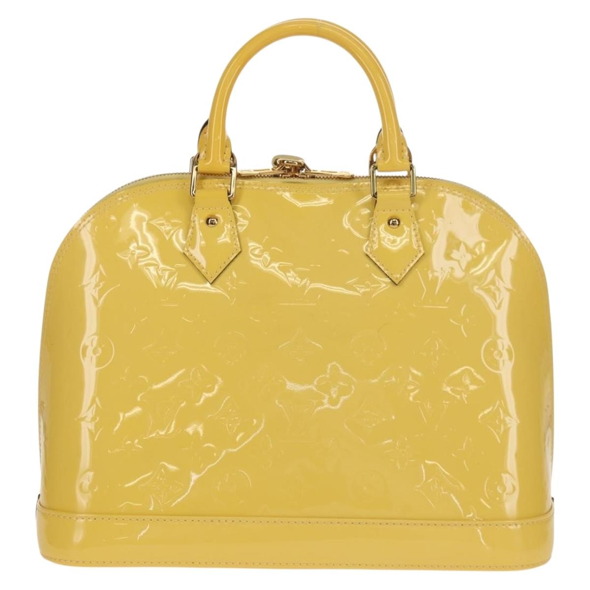 Louis Vuitton Alma Handbag Monogram Vernis, YELLOW, PATENT_LEATHER, Handbag