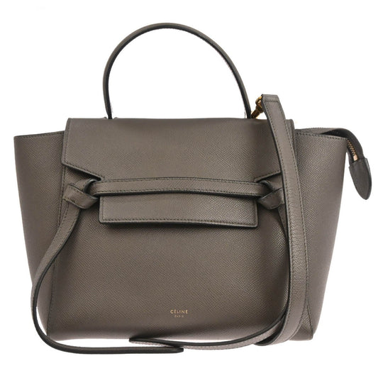 Celine Belt Bag Textured Leather, GRAY, LEATHER, Handbag