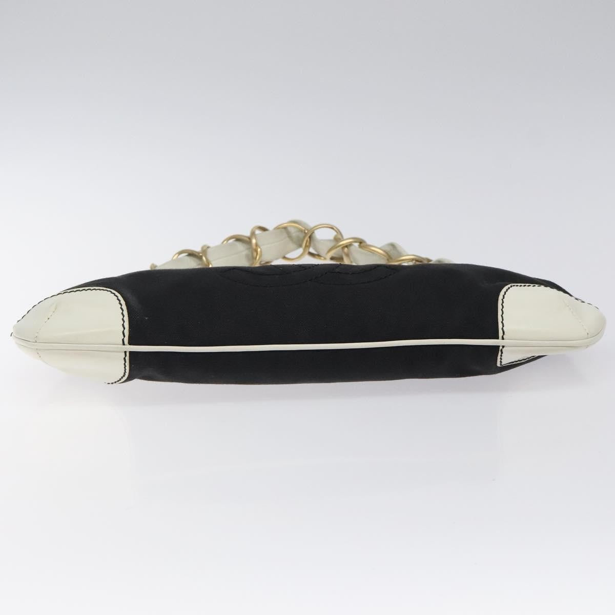 Chanel Vintage Olsen CC Chain Shoulder Bag Canvas and Leather, BLACK, CANVAS, Shoulder bag