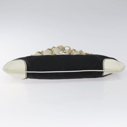 Chanel Vintage Olsen CC Chain Shoulder Bag Canvas and Leather, BLACK, CANVAS, Shoulder bag