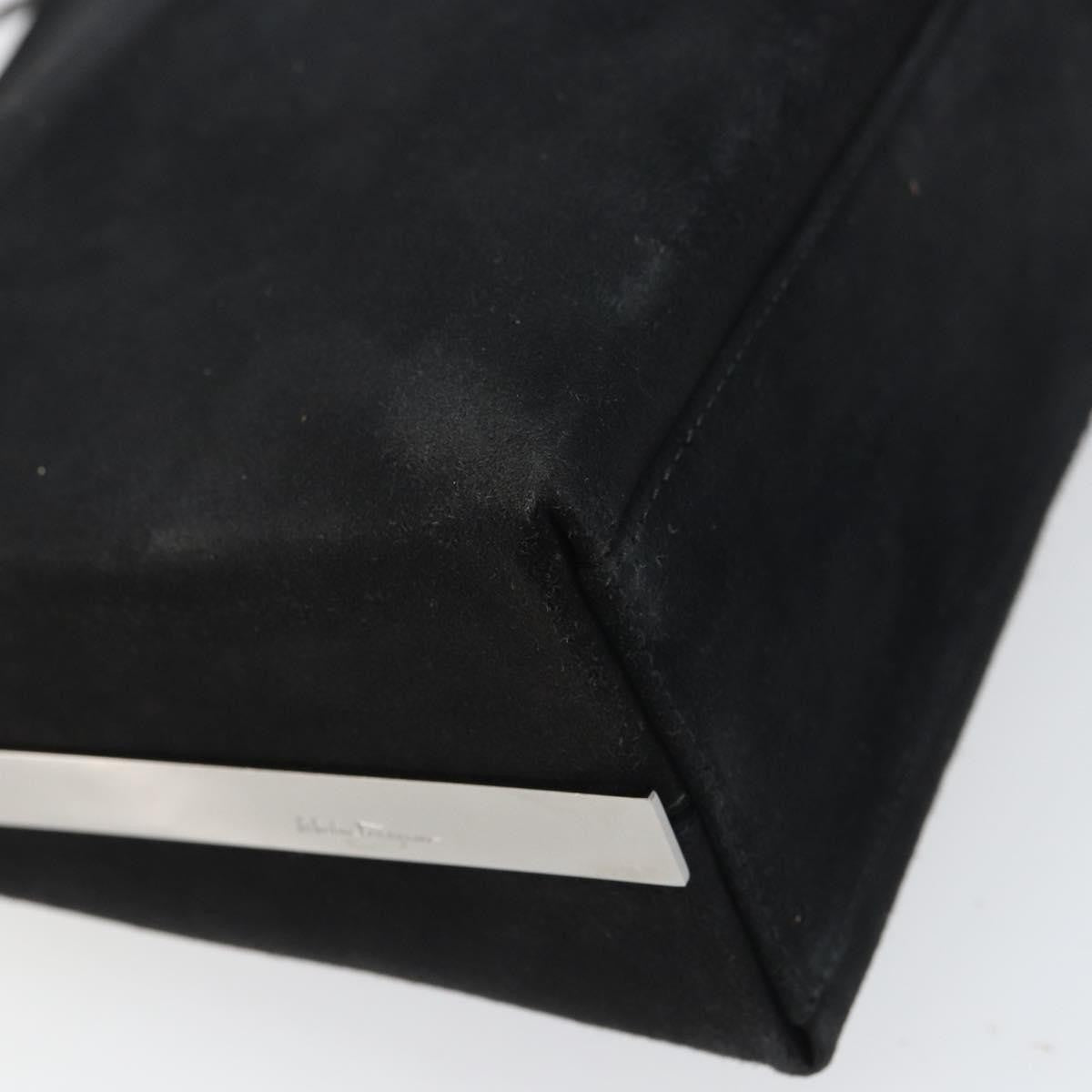 Salvatore Ferragamo Vintage Shoulder Bag Suede, BLACK, SUEDE, Shoulder bag