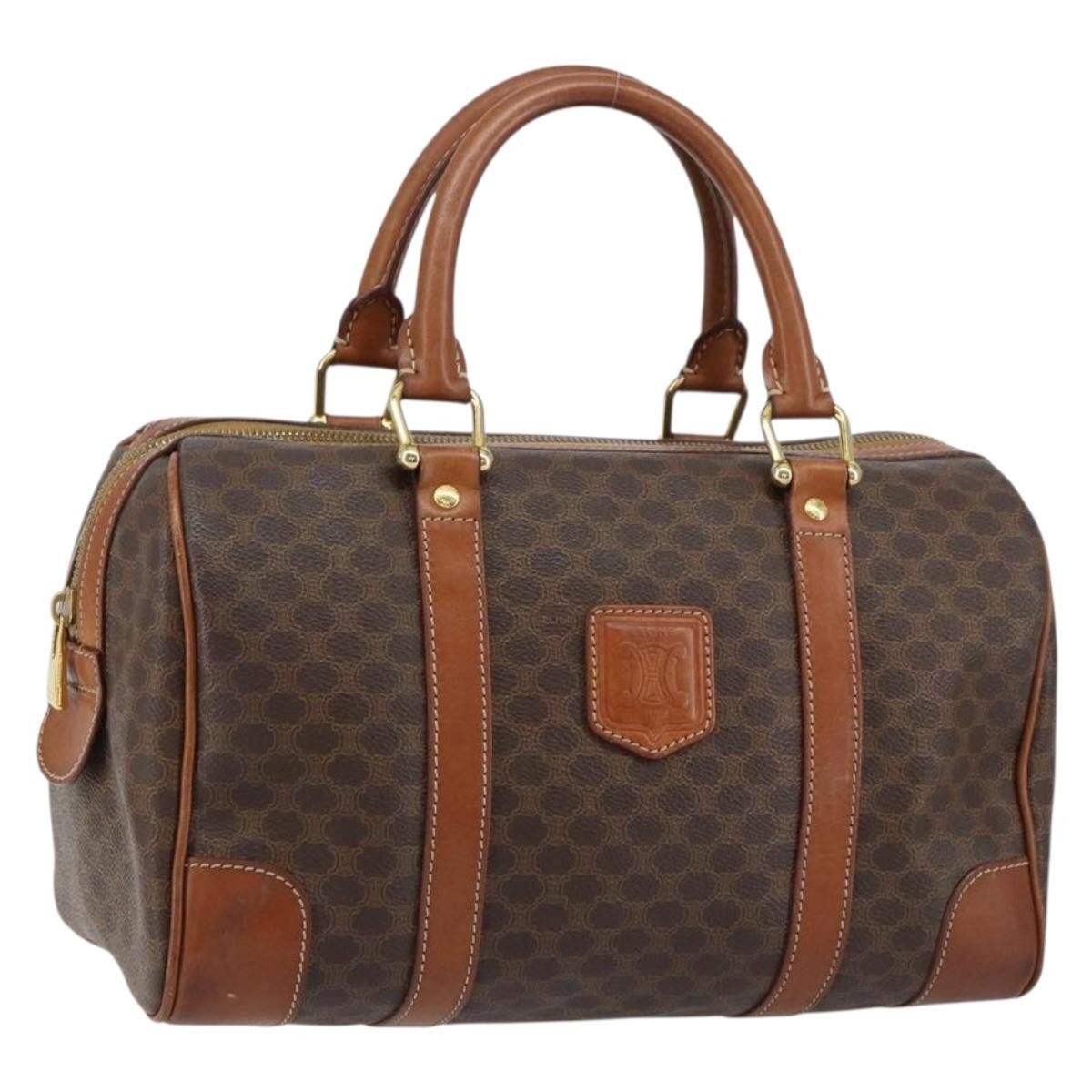 Celine Vintage Macadam Boston bag Canvas, BROWN, CANVAS, Handbag