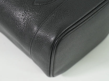 Chanel Vintage Timeless Cosmetic Case Caviar, BLACK, LEATHER, Toiletry Case