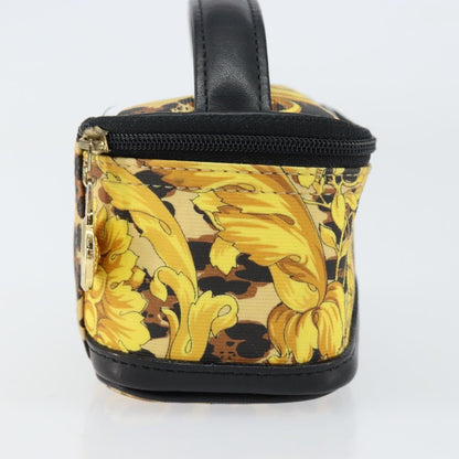 Versace Vanity Hand Bag Canvas and Leather, GOLD, LEATHER, Clutche & pouche