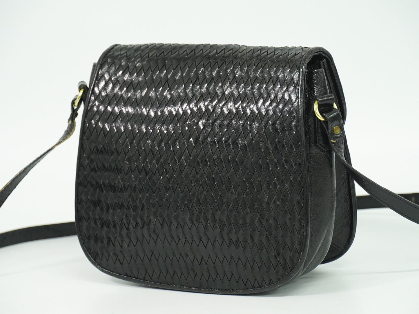 Saint Laurent Vintage Flap Crossbody Bag Leather, BLACK, LEATHER, Crossbody bag