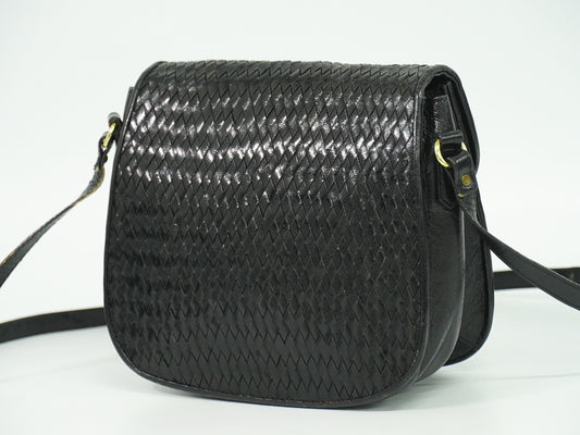 Saint Laurent Vintage Flap Crossbody Bag Leather, BLACK, LEATHER, Crossbody bag