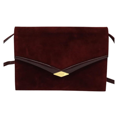 Salvatore Ferragamo Flap Shoulder Bag Suede, BURGUNDY, SUEDE, Shoulder bag