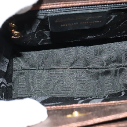 Salvatore Ferragamo Gancini Shoulder Bag Leather, BROWN, LEATHER, Shoulder bag
