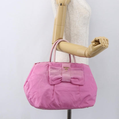 Prada Bow Tote Tessuto with Leather, PINK, NYLON, Tote bag