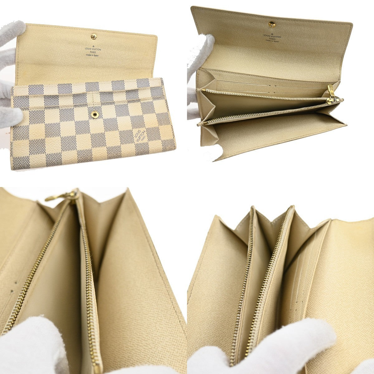 Louis Vuitton Vintage Sarah Wallet Damier, WHITE, CANVAS, Wallets