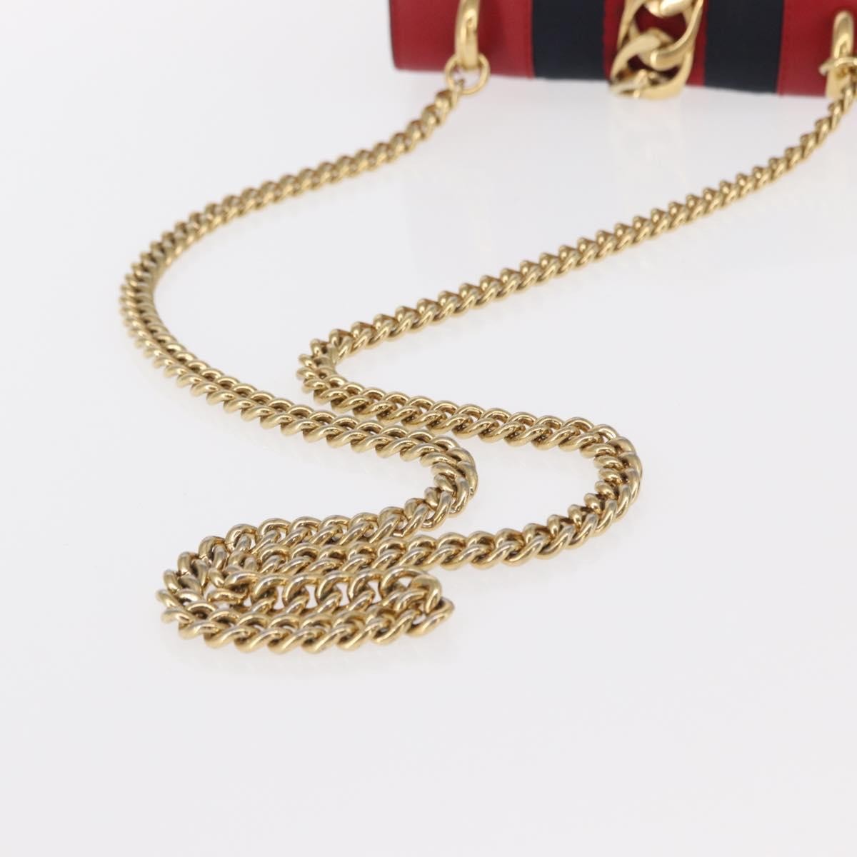 Gucci Sylvie Chain Shoulder Bag Leather, RED, LEATHER, Shoulder bag