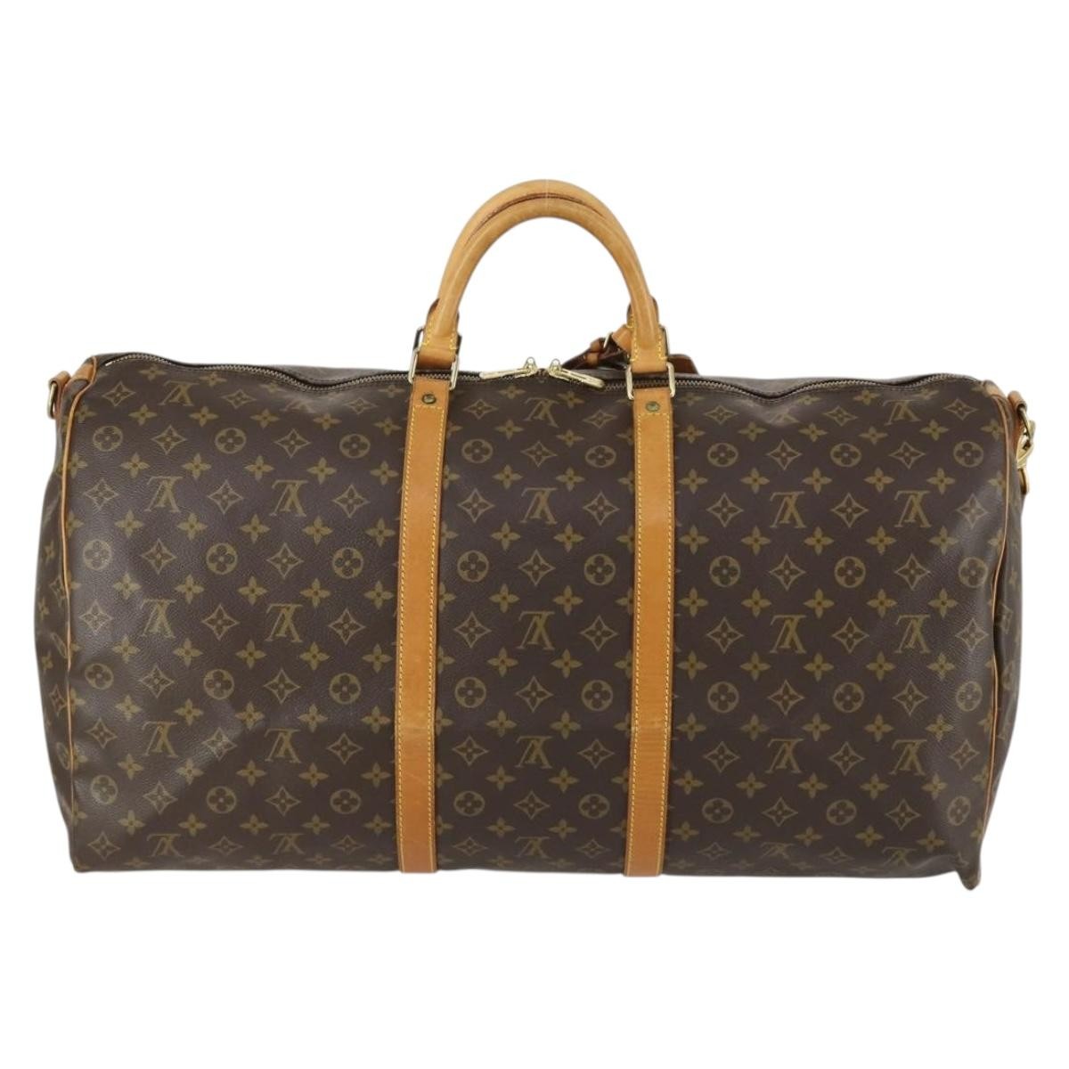 Louis Vuitton Keepall Bandouliere Bag Monogram Canvas, BROWN, CANVAS, Travel bag