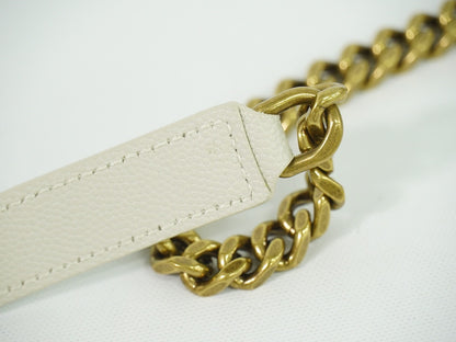 Saint Laurent Vinyle Round Camera Bag Matelasse Chevron Leather, WHITE, LEATHER, Crossbody bag