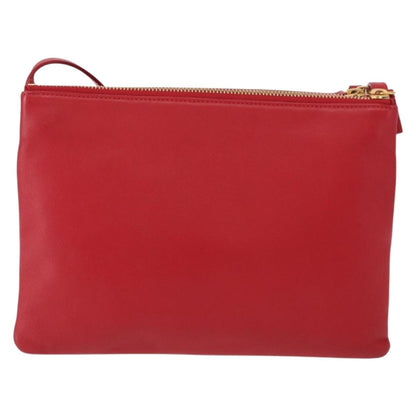 Celine Trio Crossbody Bag Leather, RED, LEATHER, Shoulder bag