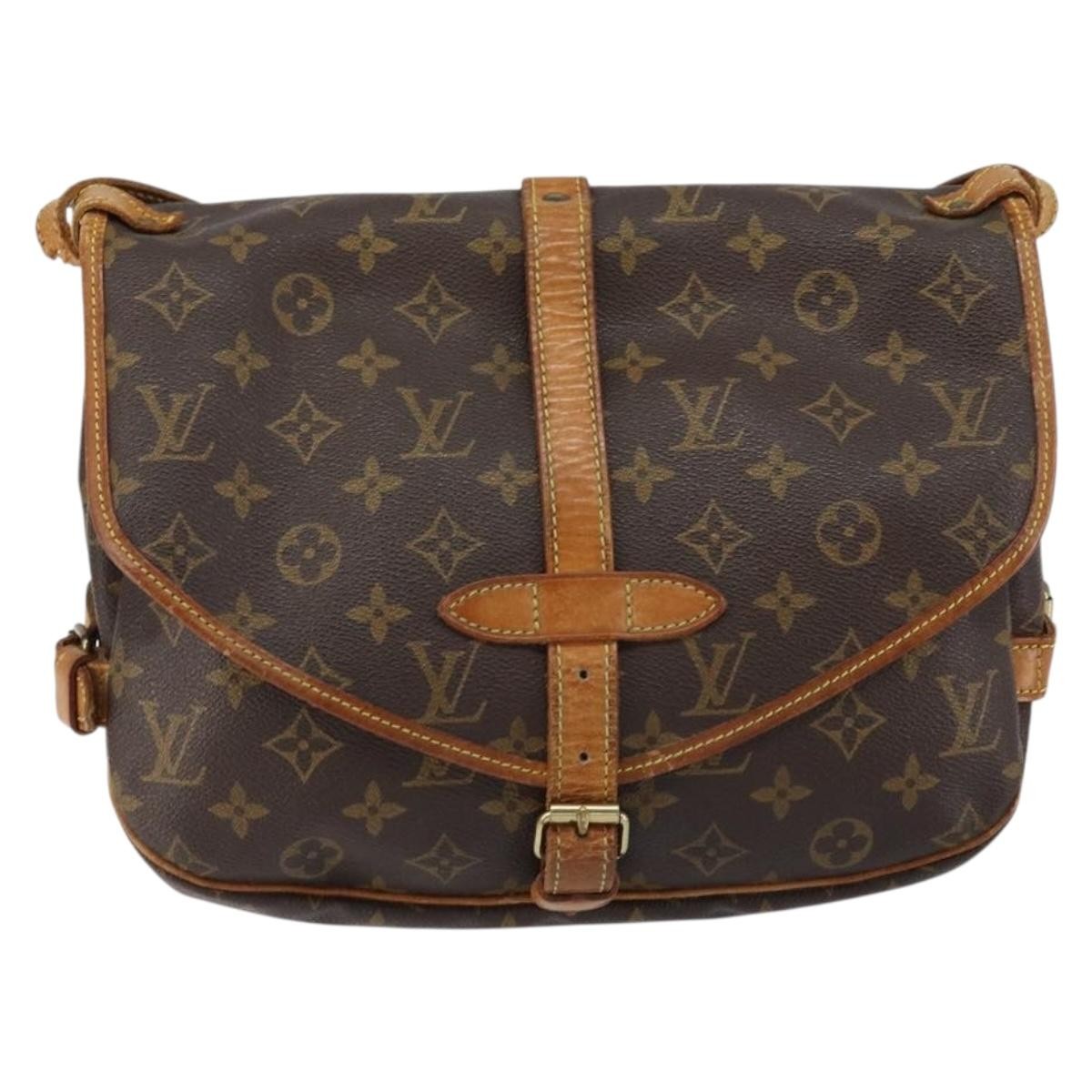 Louis Vuitton Saumur Handbag Monogram Canvas, BROWN, CANVAS, Shoulder bag