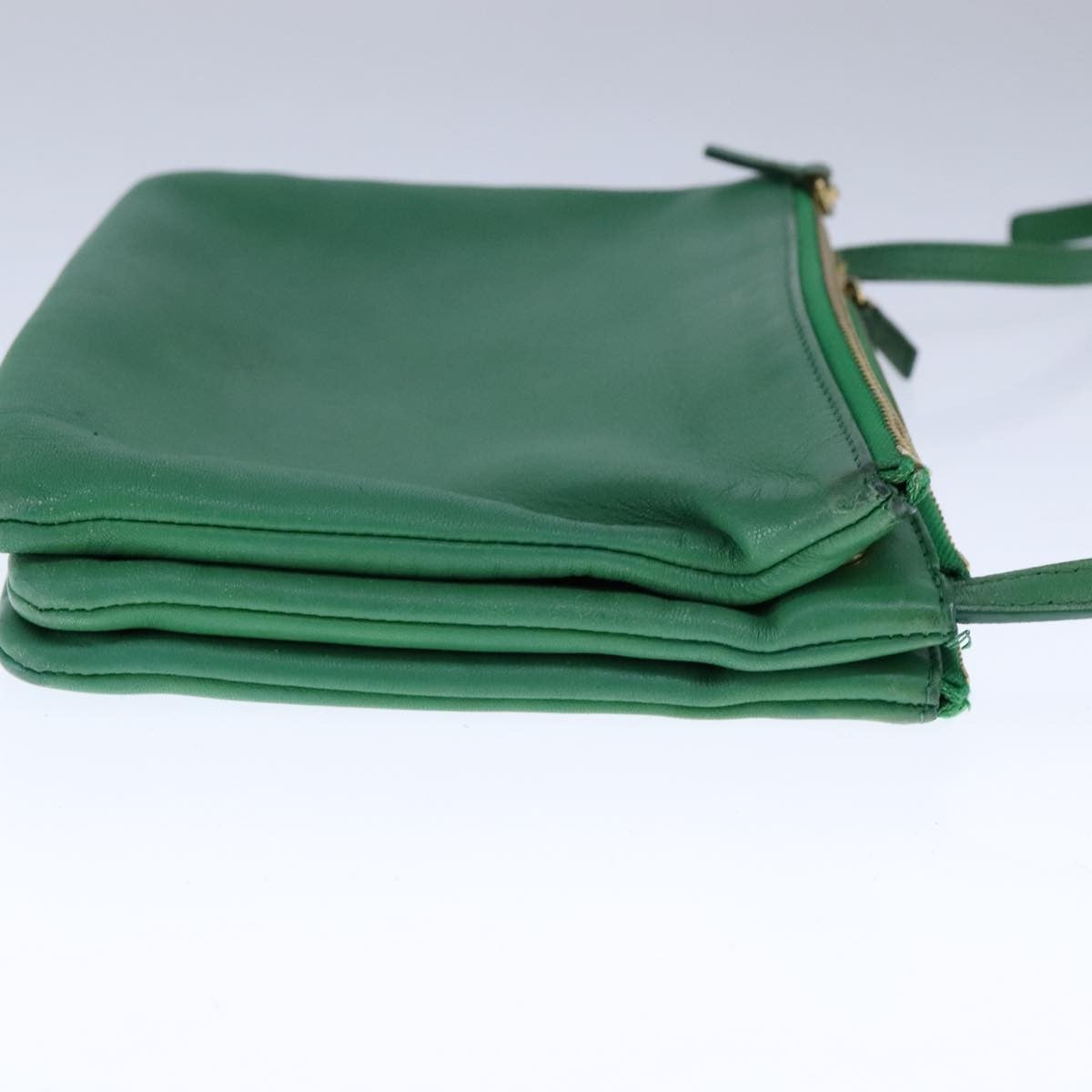 Celine Trio Crossbody Bag Leather, GREEN, LEATHER, Crossbody bag