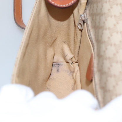 Celine Vintage Macadam Shoulder Bag Canvas and Leather, BEIGE, CANVAS, Shoulder bag