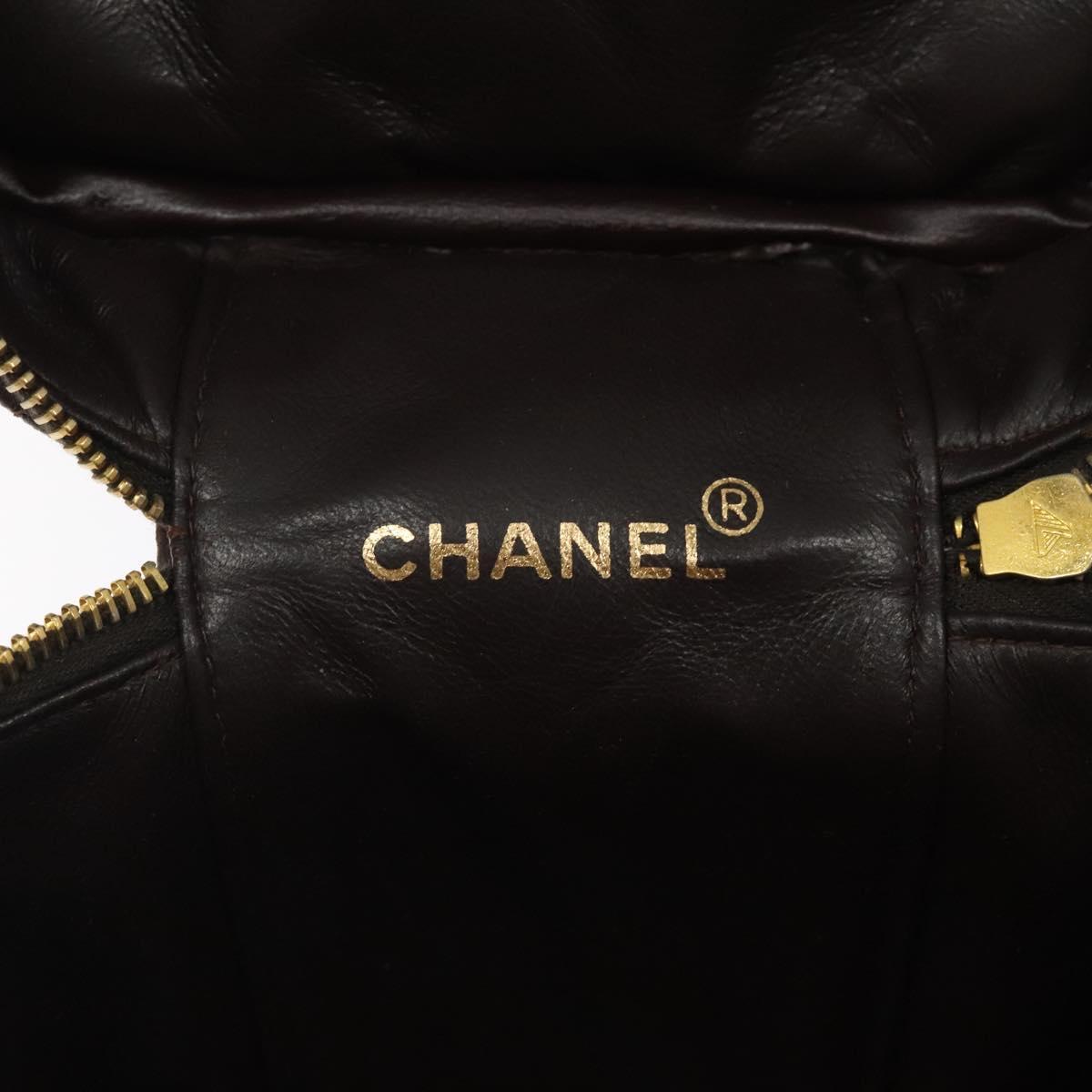 Chanel Vanity pouch Leather, BROWN, LEATHER, Toiletry Case