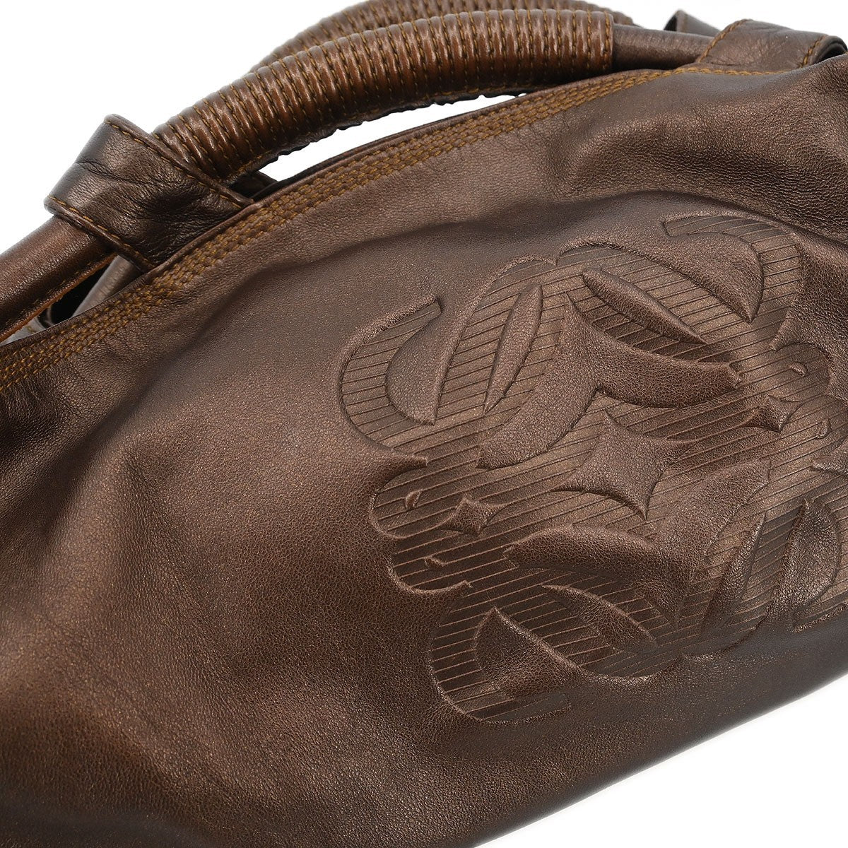 Loewe Anagram Logo Nappa Aire Hand Bag Leather, BROWN, LEATHER, Handbag