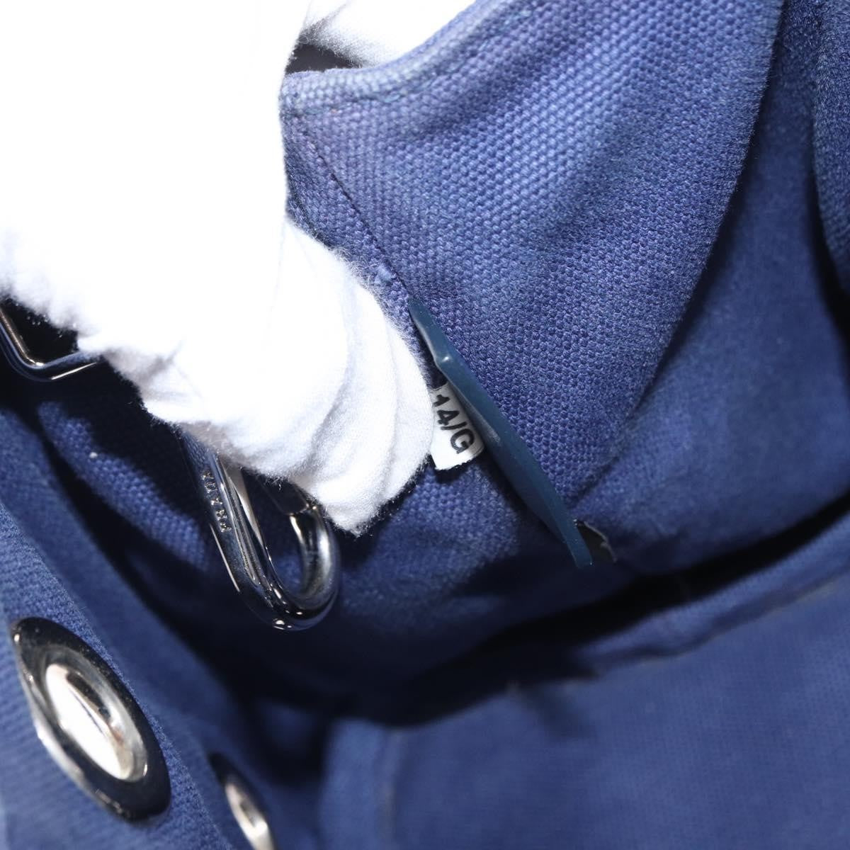 Prada Canapa Convertible Tote Grommet Embellished Canvas, BLUE, CANVAS, Tote bag