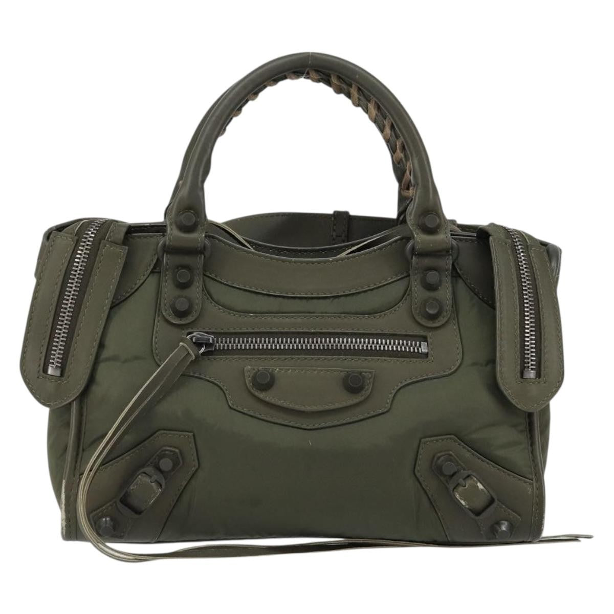 Balenciaga City Classic Studs Bag Leather, KHAKI, LEATHER, Handbag