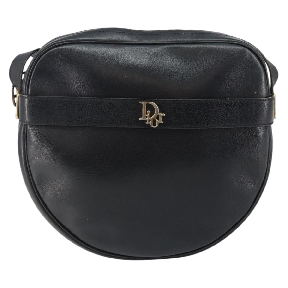Christian Dior Vintage Shoulder Bag Leather, NAVY, LEATHER, Shoulder bag