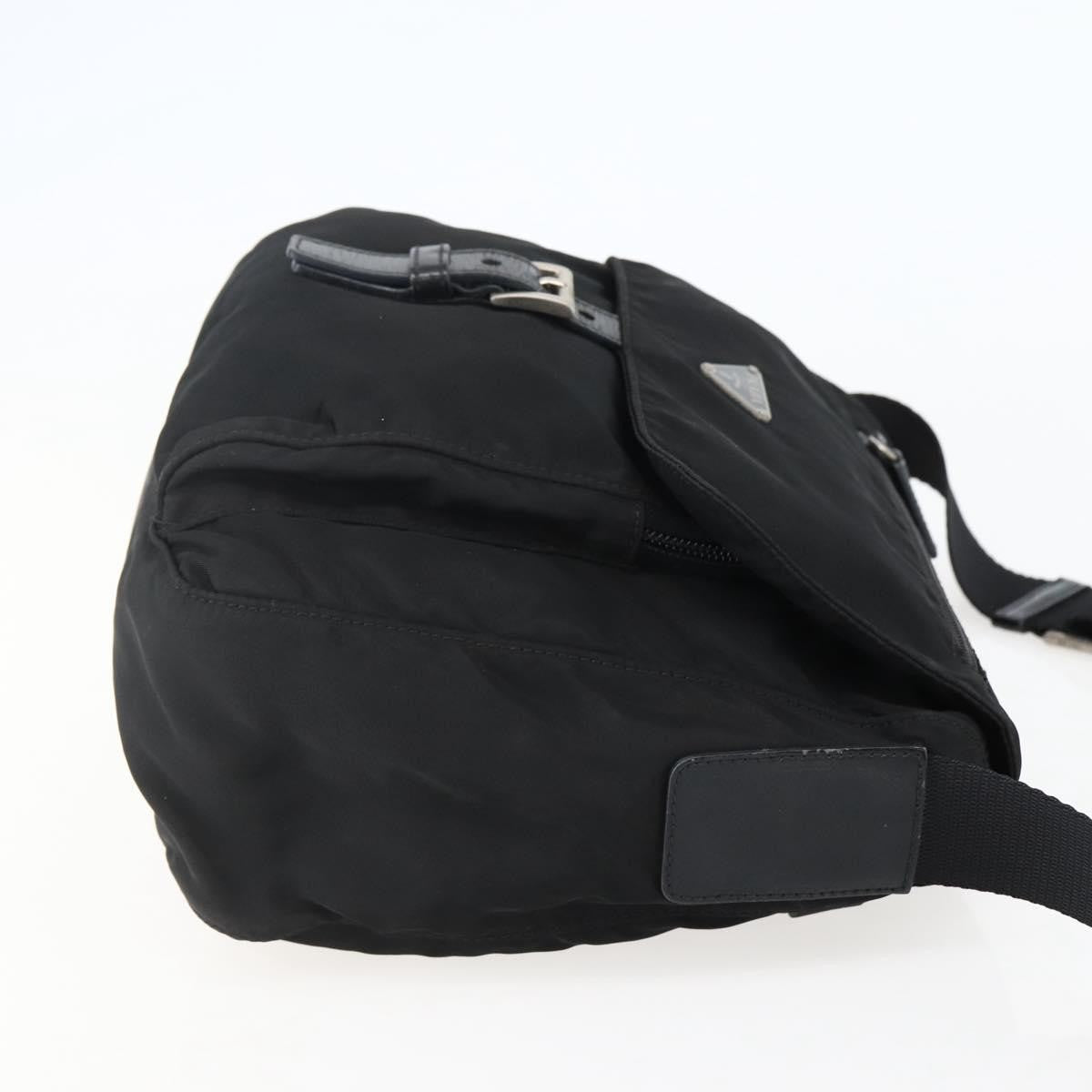 Prada Buckle Messenger Bag Tessuto, BLACK, NYLON, Crossbody bag