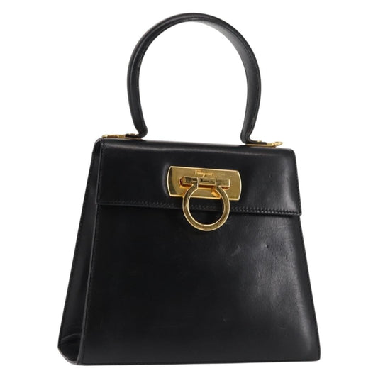 Salvatore Ferragamo Gancini Convertible Top Handle Bag Leather, BLACK, LEATHER, Handbag