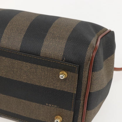 Fendi Vintage Pequin Convertible Boston Bag Coated Canvas, BLACK, PVC, Handbag