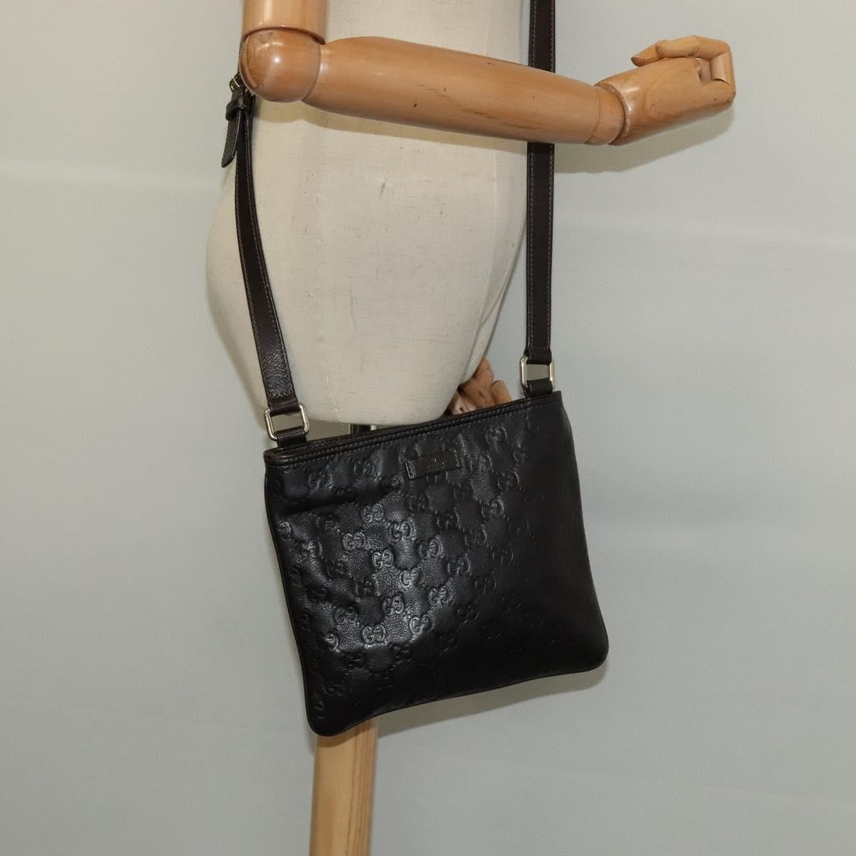 Gucci Zip Top Messenger Bag Guccissima Leather, BROWN, LEATHER, Shoulder bag