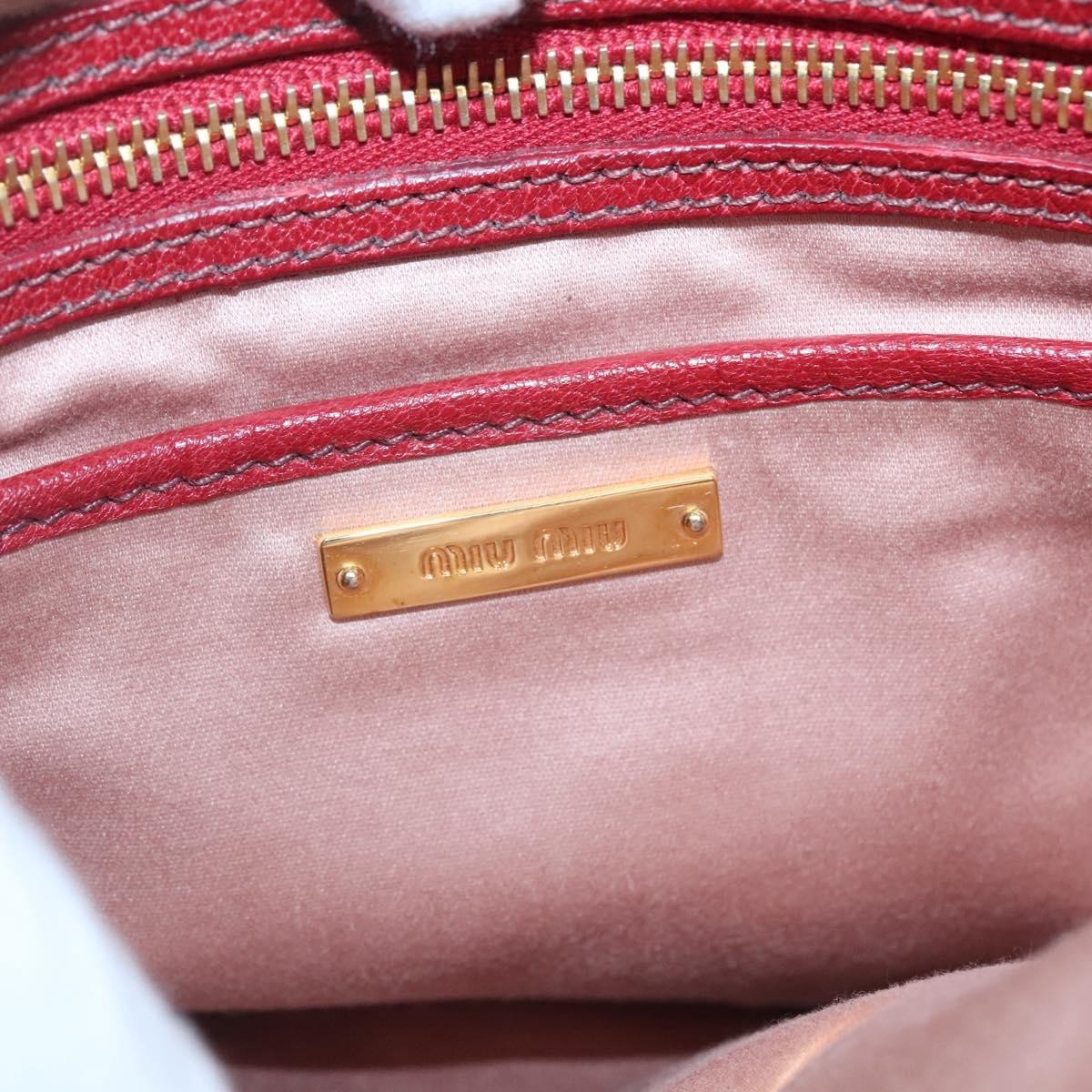 Miu Miu Madras Convertible Lock Tote Leather, RED, LEATHER, Handbag